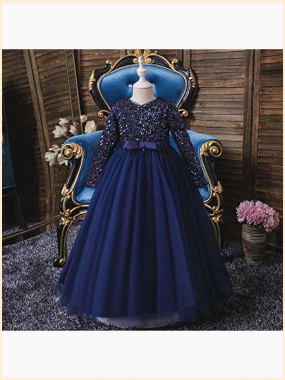 Lace Princess Long Gown with Embroidery Patchwork Tulle Full-Length Formal - Picture 3 of 6